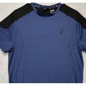 Spyder Shirt Adult Medium Active Blue Colorblock‎ T-Shirt Short Sleeve Tee Mens